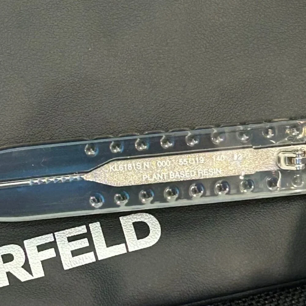 NWT Karl Lagerfeld Crystal Square Sunglasses + Padded Designer Case - Picture 4 of 4